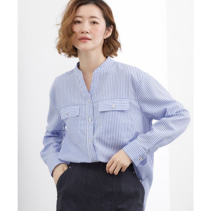 ブルーロンスト(393) | 【貴島明日香さん着用】お仕事も普段も。今どきワークシャツブラウス | grove