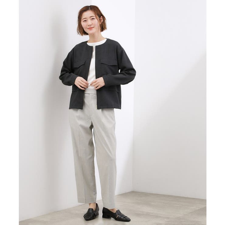 【貴島明日香さん着用・洗える】麻調ノーカラーブルゾン | grove | 詳細画像3 