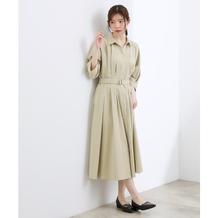 【貴島明日香さん着用・美シルエット】ウエストタック配色ワンピース | grove | 詳細画像5 