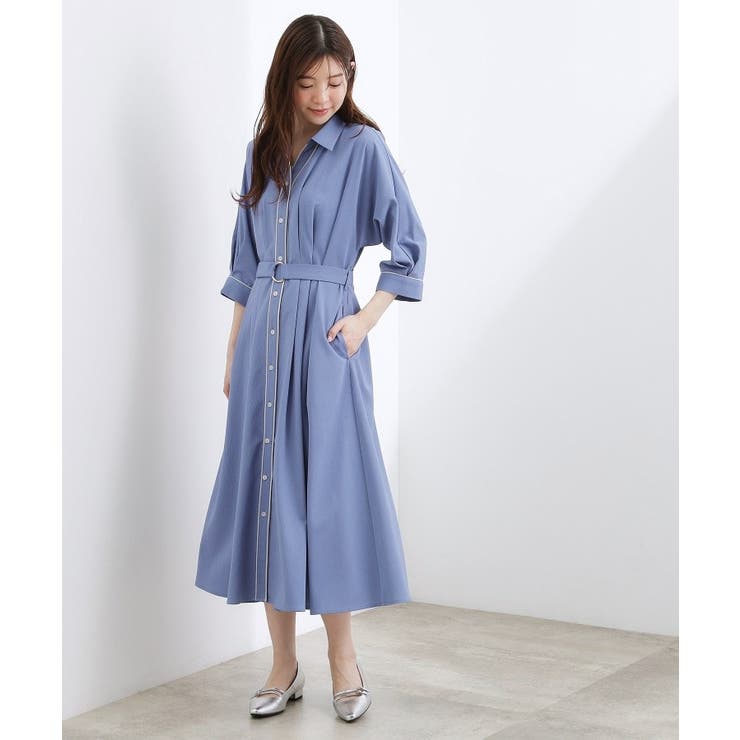 【貴島明日香さん着用・美シルエット】ウエストタック配色ワンピース | grove | 詳細画像9 