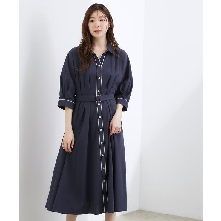 【貴島明日香さん着用・美シルエット】ウエストタック配色ワンピース | grove | 詳細画像12 