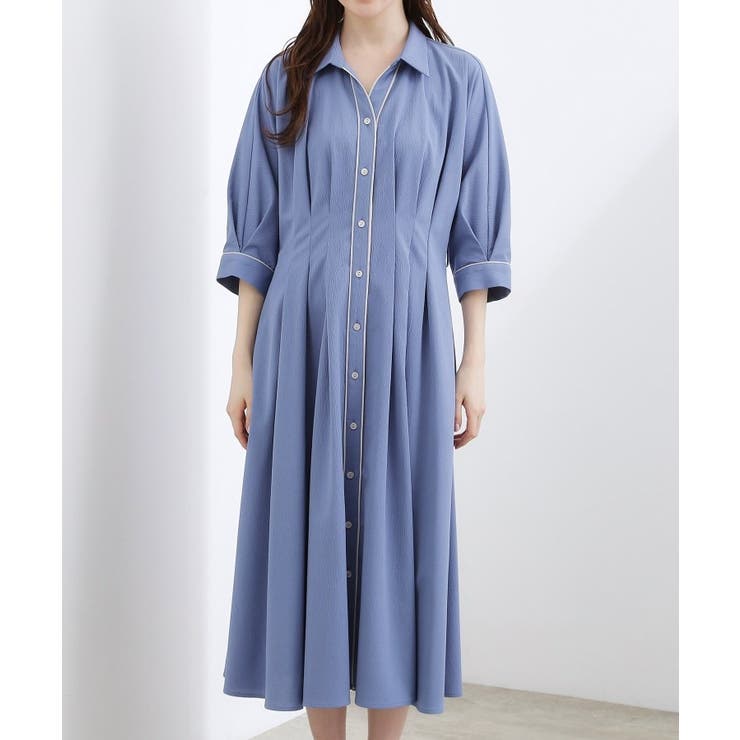 【貴島明日香さん着用・美シルエット】ウエストタック配色ワンピース | grove | 詳細画像24 