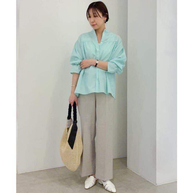 【貴島明日香さん着用／イージーケア／接触冷感】麻混スタンドギャザーシャツ | grove | 詳細画像43 