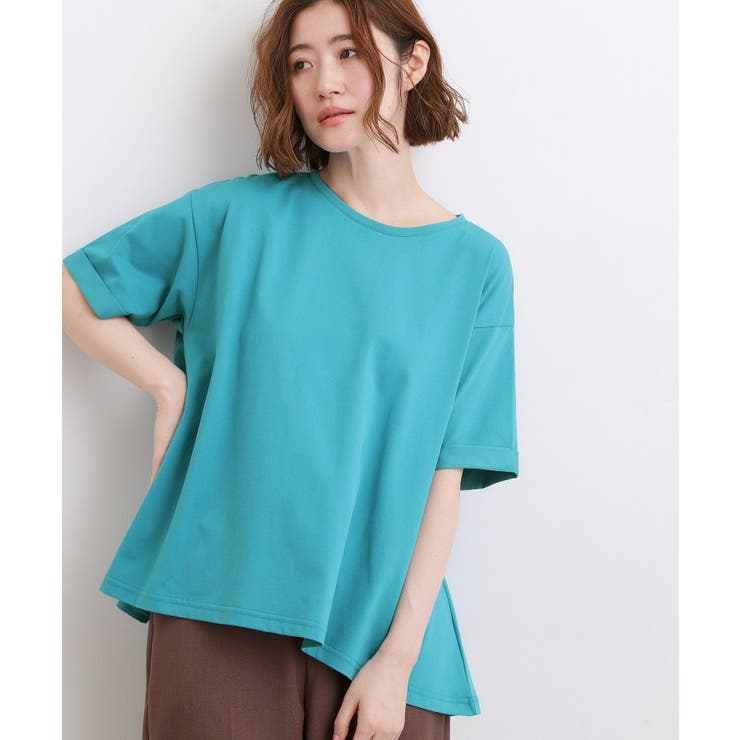 ブルーグリーン(097) | 【遮熱／吸水速乾／接触冷感／UVカット】フレアシルエットTシャツ | grove