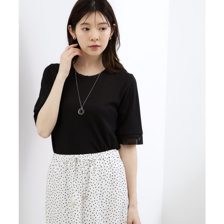 【ひんやり・UVカット】チュールトリミング5分袖Tシャツ | grove | 詳細画像5 