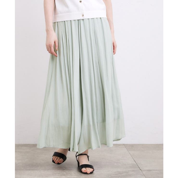 サックスブルー(090) | 軽やかに揺れる、エアリーシアースカーチョ | grove