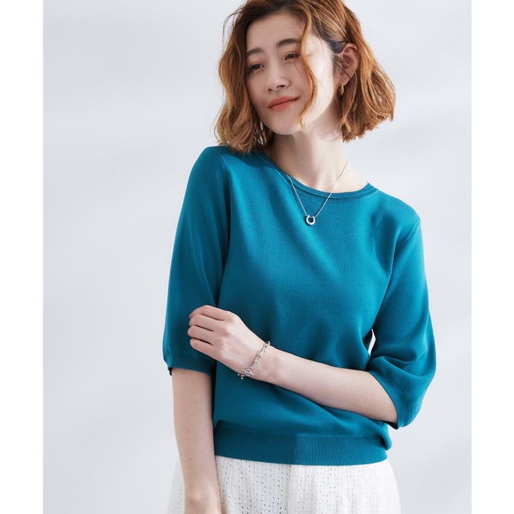 ブルーグリーン(097) | ひんやり多機能・やわらかドライタッチ五分袖プルオーバー | grove