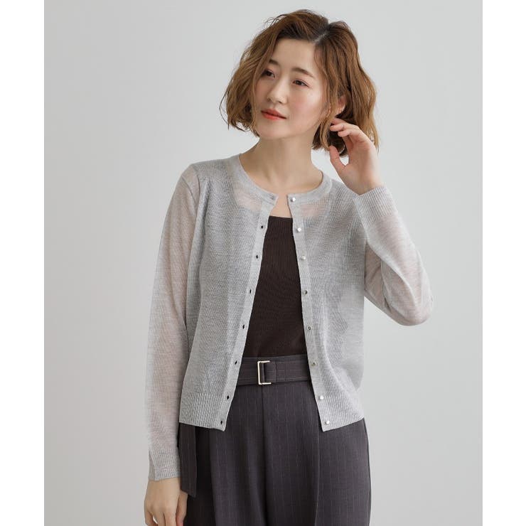 グレー(012) | 【雑誌掲載】洗えるシアーカーディガン | grove