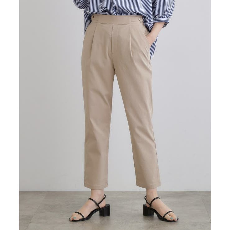 グレージュ(050) | 低身長さん向け－3cm丈【接触冷感】サマーハイパーストレッチテーパードパンツ | grove