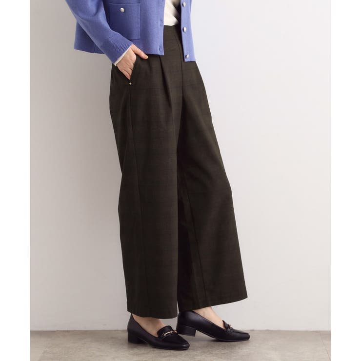 ブラウンチェック(243) | 【選べる着丈/多機能】裏起毛ハイパーストレッチワイドパンツ | grove