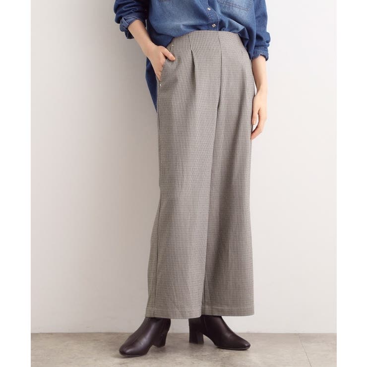 ガンクラブチェック(252) | 【選べる着丈/多機能】裏起毛ハイパーストレッチワイドパンツ | grove