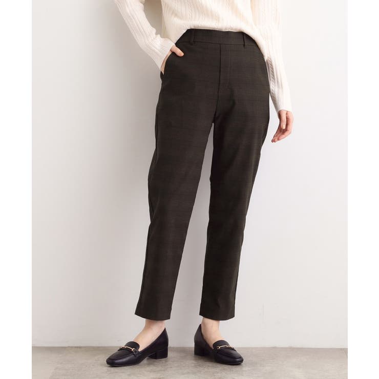 ブラウンチェック(243) | 【選べる着丈/多機能】裏起毛ハイパーストレッチテーパードパンツ | grove