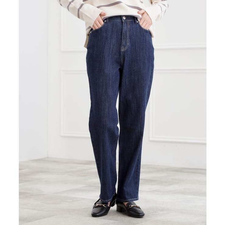 ネイビー(094) | 【選べる着丈】大人のためのストレートデニムパンツ | grove