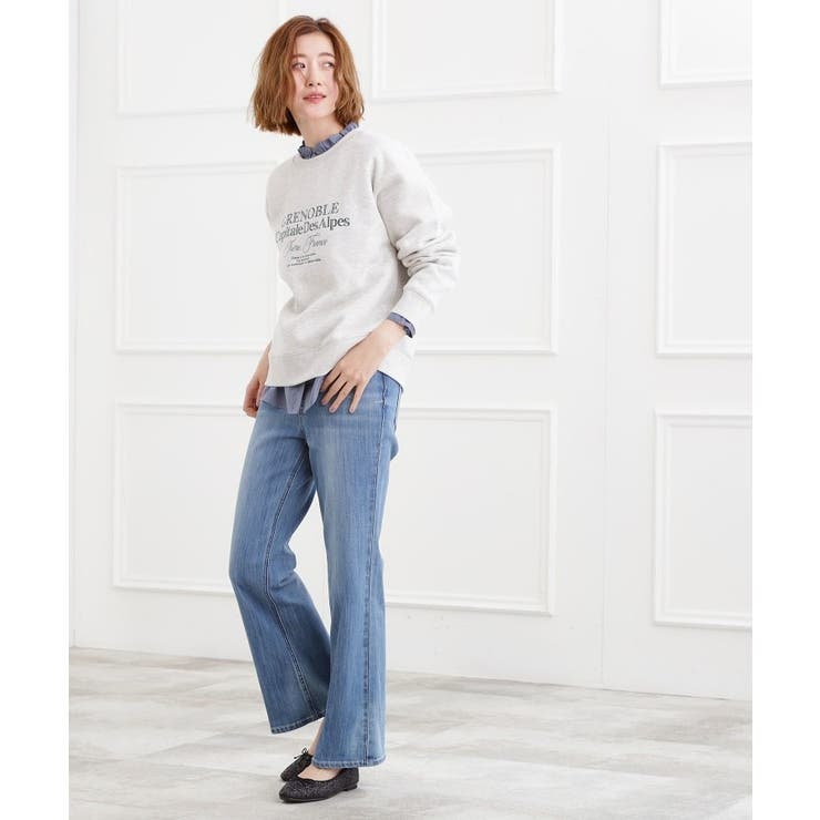 【選べる着丈】美シルエットデニムソフトフレアーパンツ | grove | 詳細画像7 