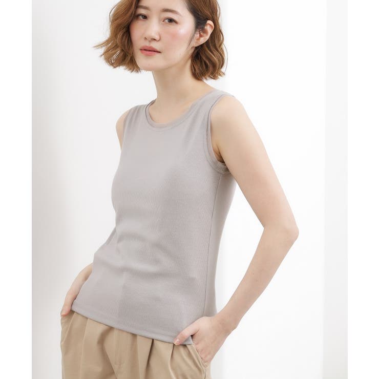 ライトグレー(011) | チュールクルーネックタンクトップ | grove