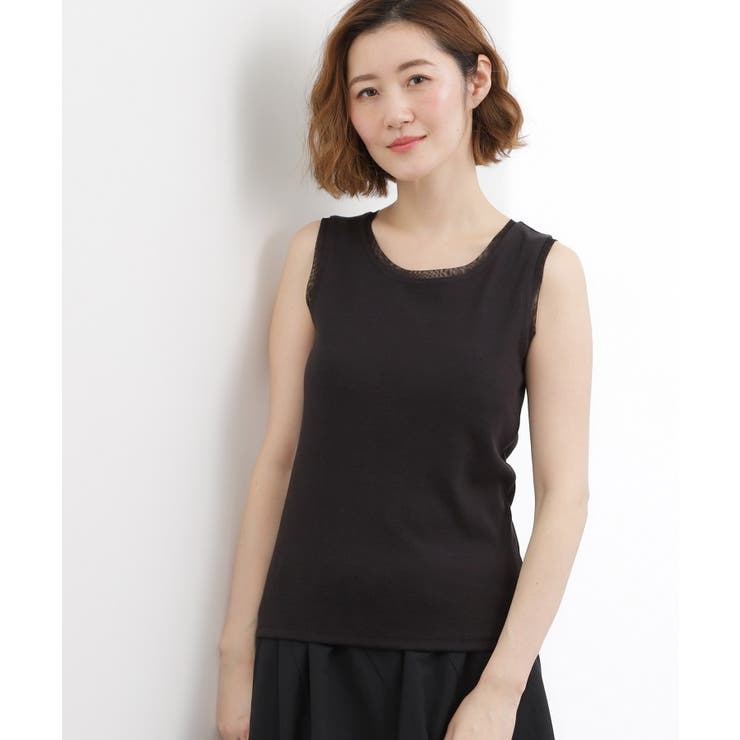 ブラック(019) | チュールクルーネックタンクトップ | grove