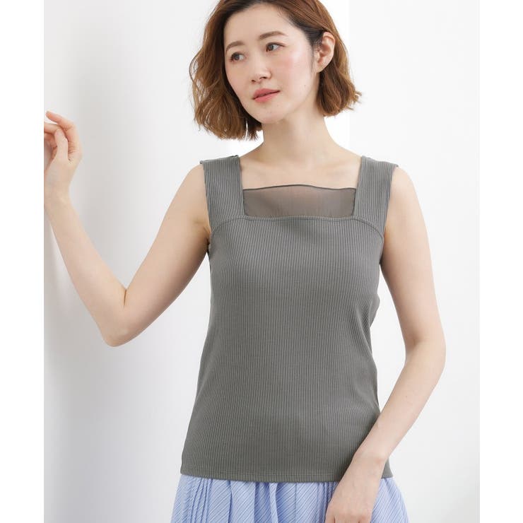 チャコール(013) | 【貴島明日香さん着用】シアードッキングスクエアタンク | grove