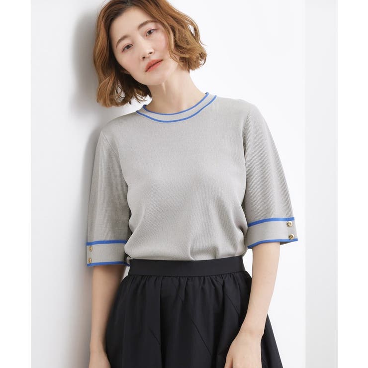 やわらかドライタッチ 袖メッシュ編みニット | grove | 詳細画像5 