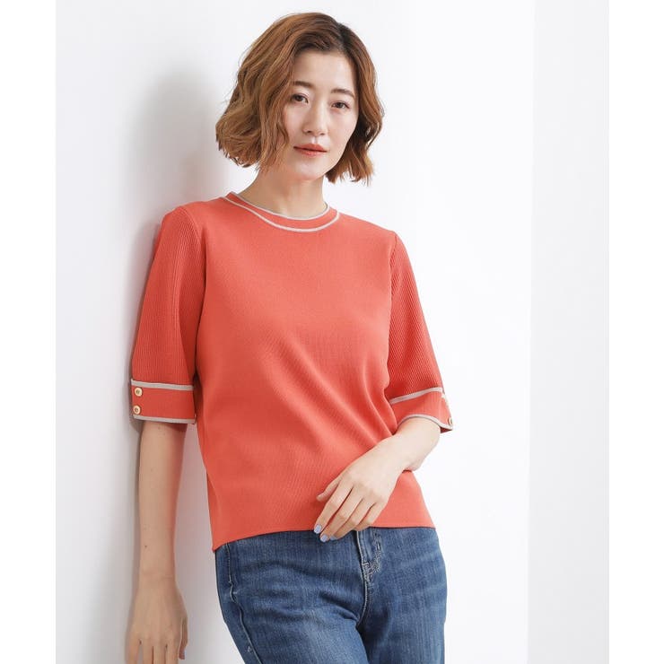 やわらかドライタッチ 袖メッシュ編みニット | grove | 詳細画像10 