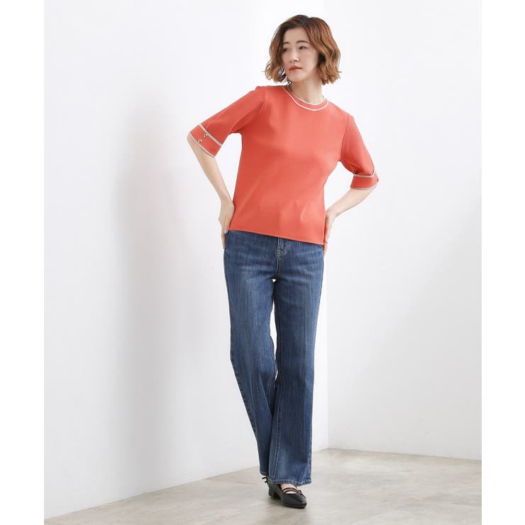 やわらかドライタッチ 袖メッシュ編みニット | grove | 詳細画像11 