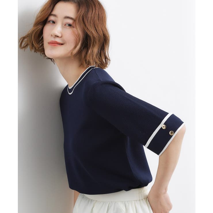 やわらかドライタッチ 袖メッシュ編みニット | grove | 詳細画像13 