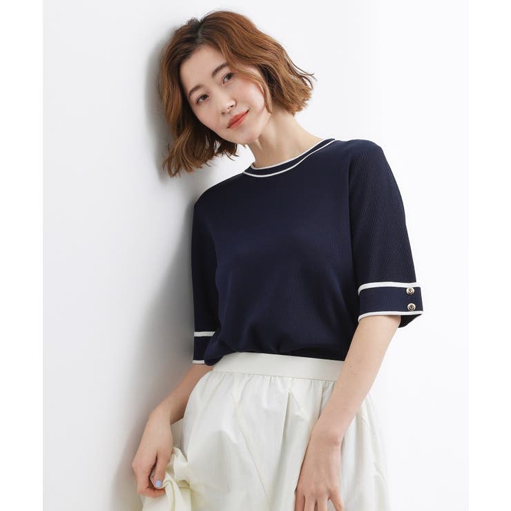 やわらかドライタッチ 袖メッシュ編みニット | grove | 詳細画像14 