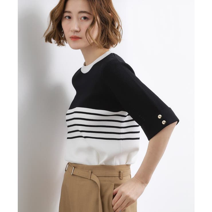 やわらかドライタッチ 袖メッシュ編みニット | grove | 詳細画像18 