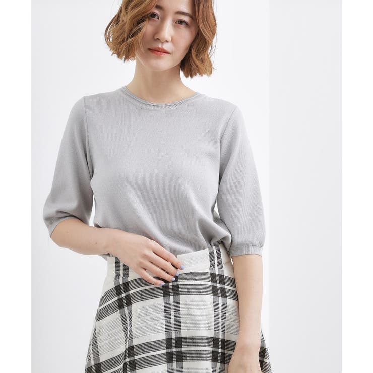 【シリーズ累計34万枚】やわらかドライタッチ 五分袖クルーネックニット | grove | 詳細画像9 