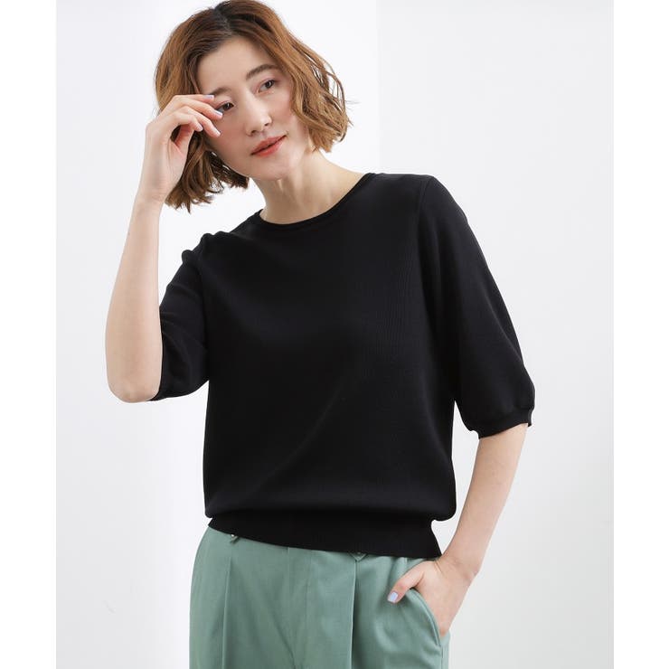 【シリーズ累計34万枚】やわらかドライタッチ 五分袖クルーネックニット | grove | 詳細画像13 