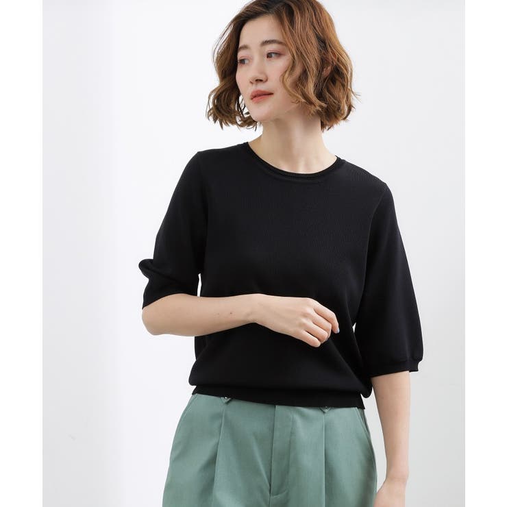 【シリーズ累計34万枚】やわらかドライタッチ 五分袖クルーネックニット | grove | 詳細画像14 