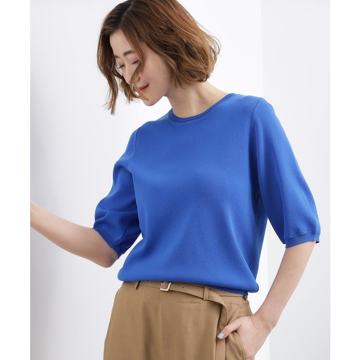 【シリーズ累計34万枚】やわらかドライタッチ 五分袖クルーネックニット | grove | 詳細画像25 