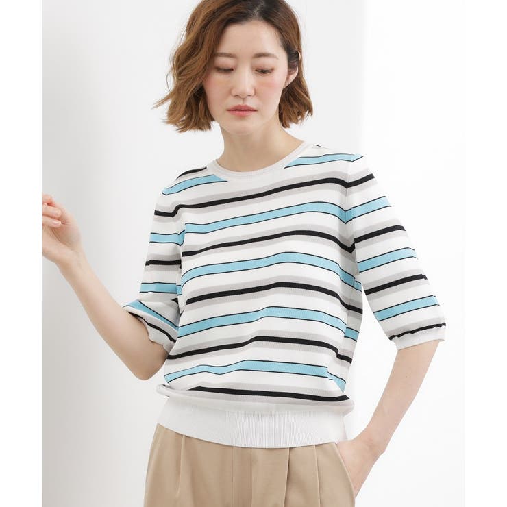 【シリーズ累計34万枚】やわらかドライタッチ 五分袖クルーネックニット | grove | 詳細画像38 