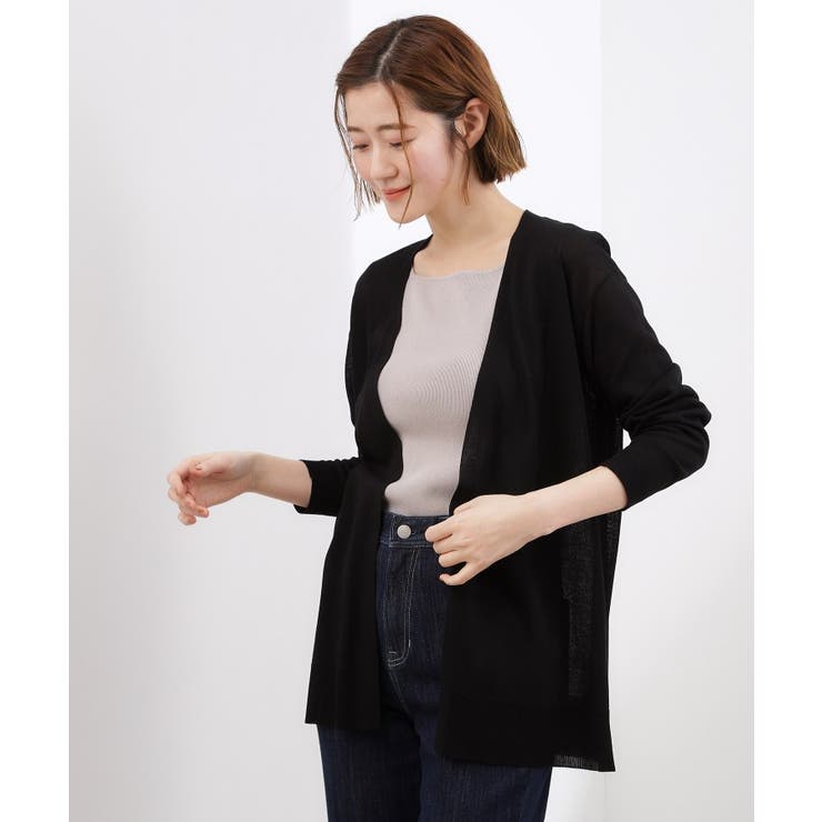ブラック(019) | 【接触冷感／UVカットetc】ベーシックロングカーディガン | grove