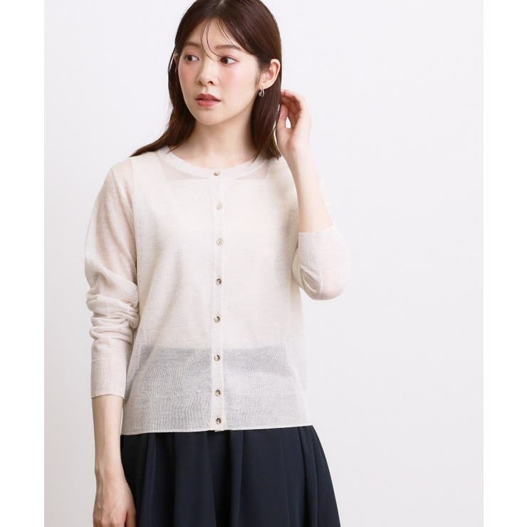 高評価！【洗える／名品】大人の透け感、シアーカーディガン | grove | 詳細画像1 