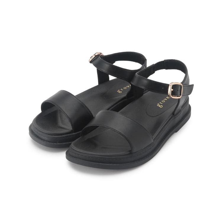 ブラック(019) | アンクルベルトフットベッドサンダル | grove