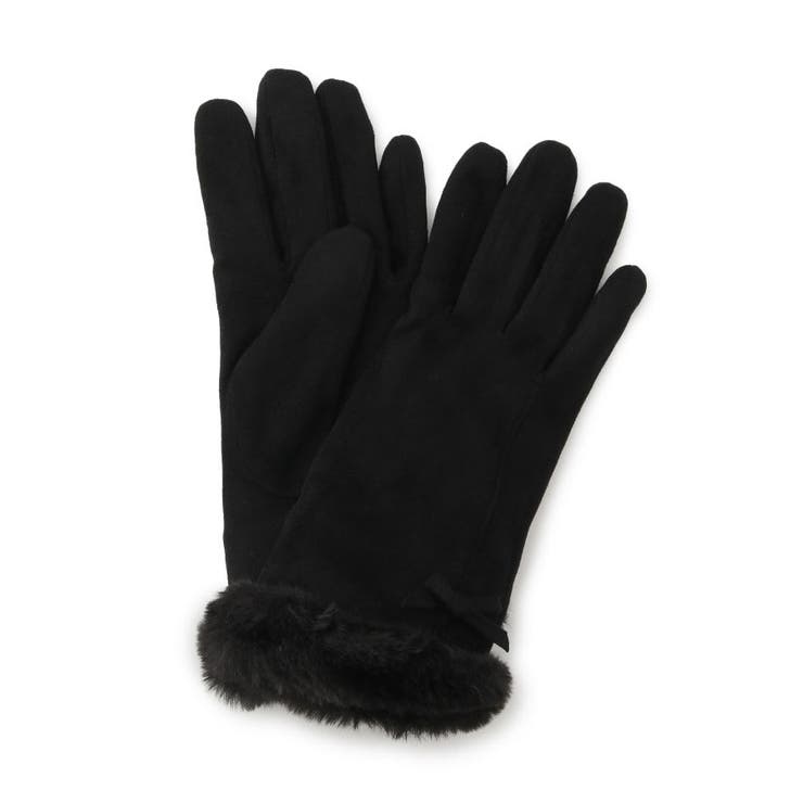 ブラック(019) | ミニリボンリストフェイクファーグローブ | grove