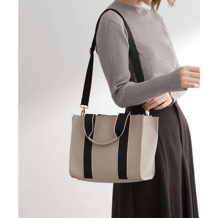 ライトベージュ(051) | テープハンドルスクエア2WAYトート | grove