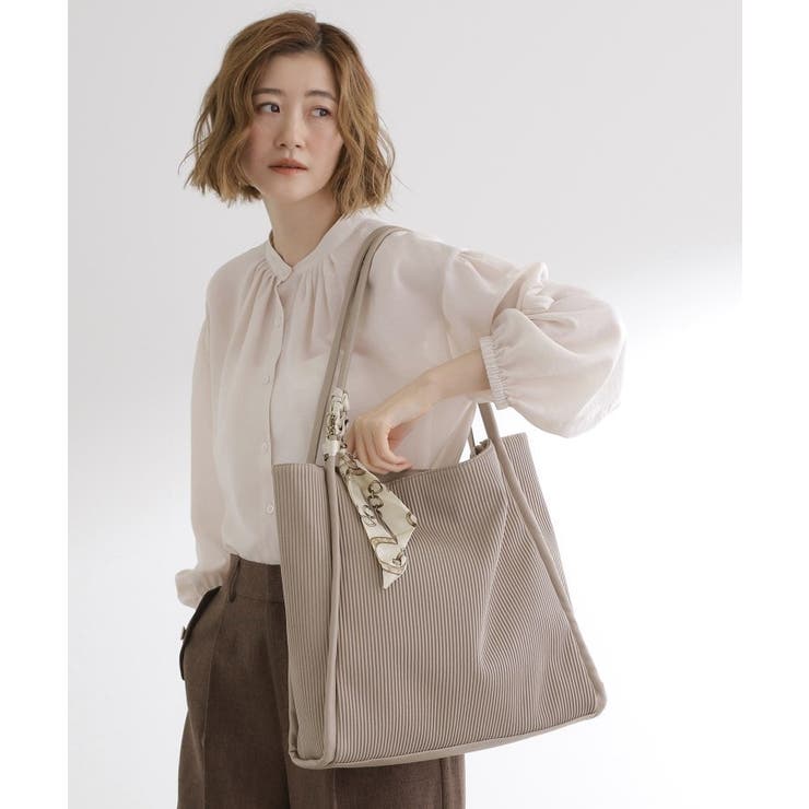 ライトグレー(011) | 【A4】プリーツスカーフ付トート | grove
