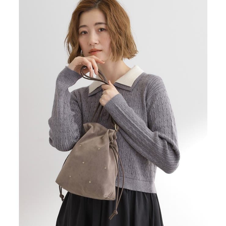 スタッズスエード調巾着ショルダー | grove | 詳細画像2 