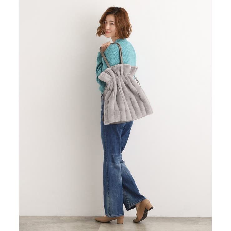 ストライプエコファー巾着トート | grove | 詳細画像3 