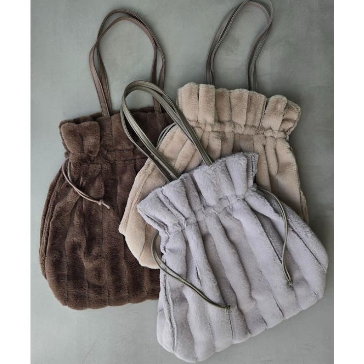 ストライプエコファー巾着トート | grove | 詳細画像1 