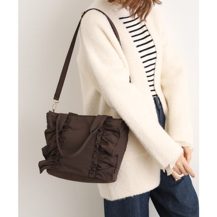 ブラウン(042) | 【撥水】縦フリル2WAYトート | grove