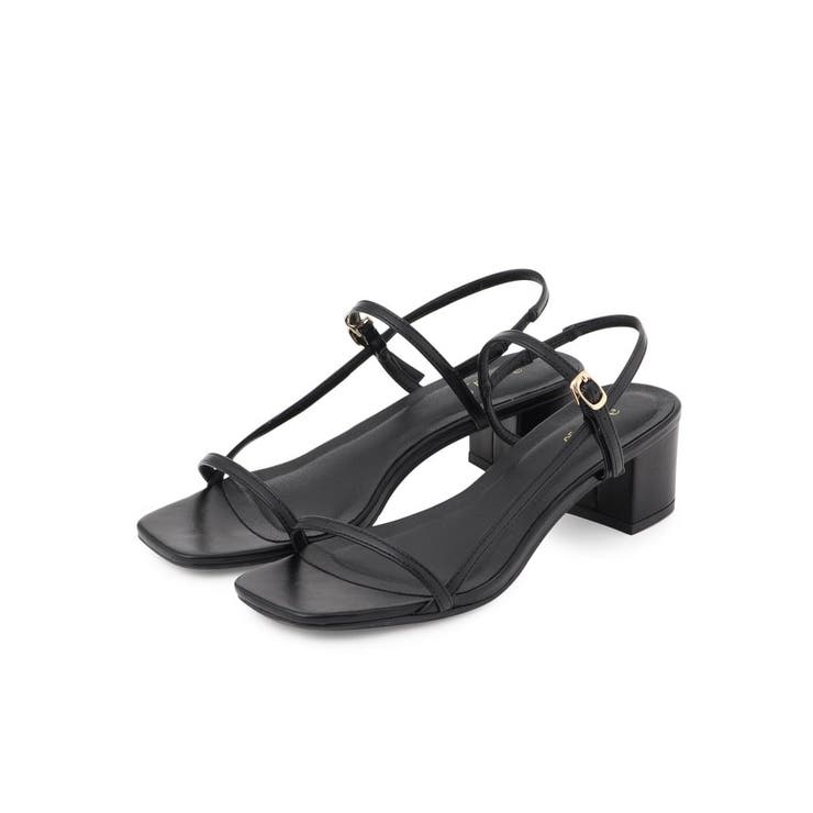 ブラック(019) | 【細めのストラップでトレンド感◎】スリムストリングヒールサンダル | grove