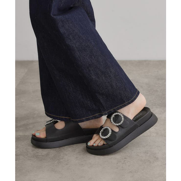 【キラキラビジューがポイント】厚底ダブルビジューバックルサンダル | grove | 詳細画像7 