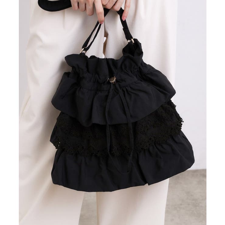 ブラック×レース(119) | 人気BAGにドット柄・レースが新登場！ティアードドロストショルダー | grove