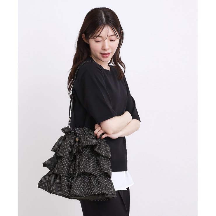 ブラックドット(619) | 人気BAGにドット柄・レースが新登場！ティアードドロストショルダー | grove