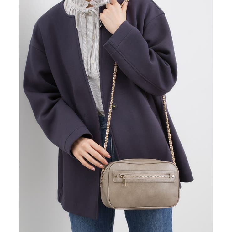 グレー(012) | スクエアZipポケチェーンショルダー | grove