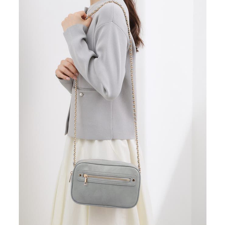 サックスブルー(090) | スクエアZipポケチェーンショルダー | grove