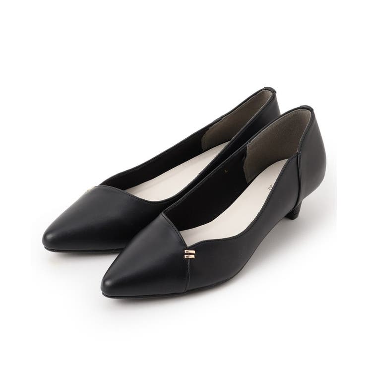 ブラック(019) | Vカッティングメタルポイントパンプス | grove