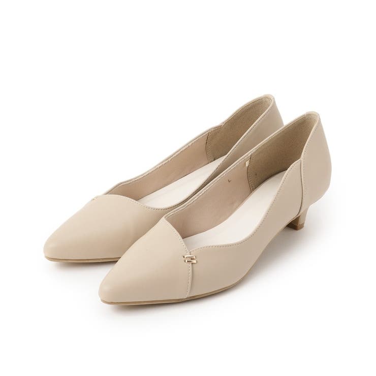 ライトベージュ(051) | Vカッティングメタルポイントパンプス | grove